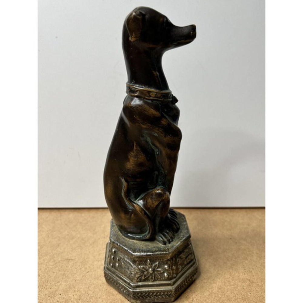 Vintage Bronze Metal Greyhound Whippet Dog Statue Seated Art Deco Saluki Figure - Picture 12 of 14